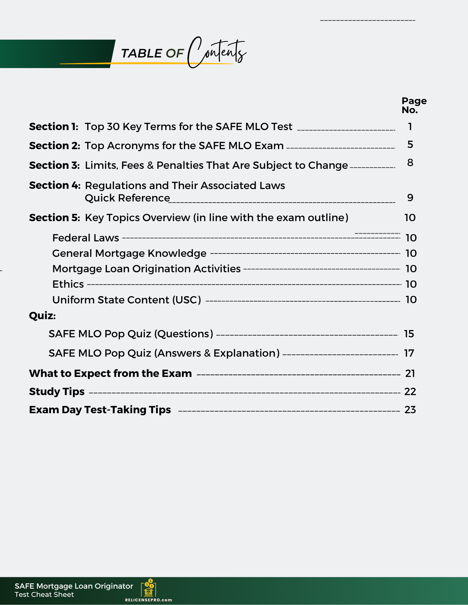 NMLS exam outline