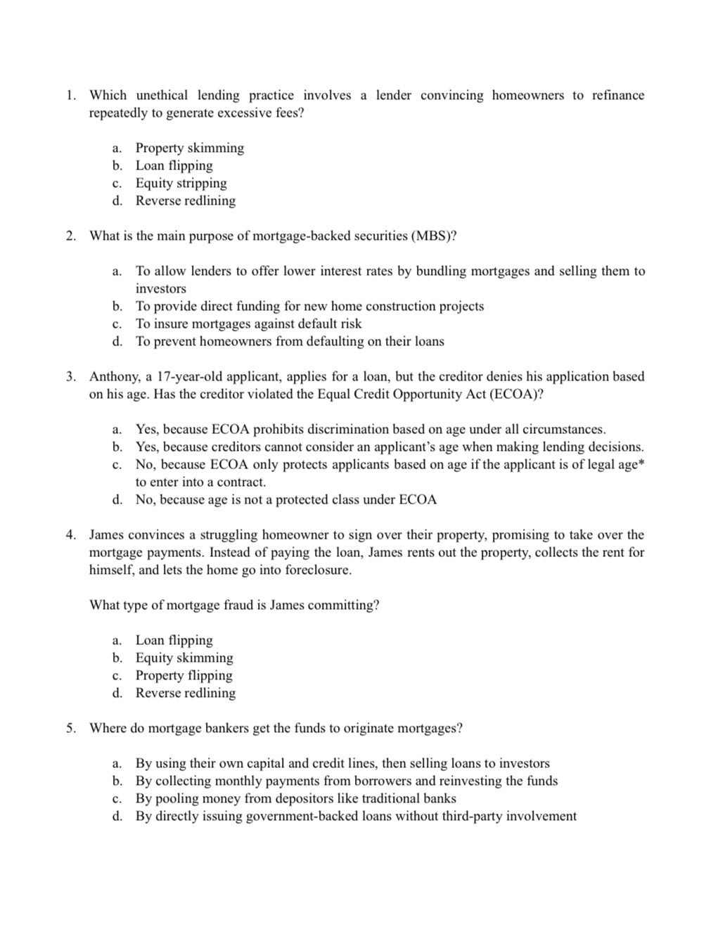 mlo practice test free questions